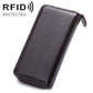 Dark brown textured faux leather zip wallet phone pouch