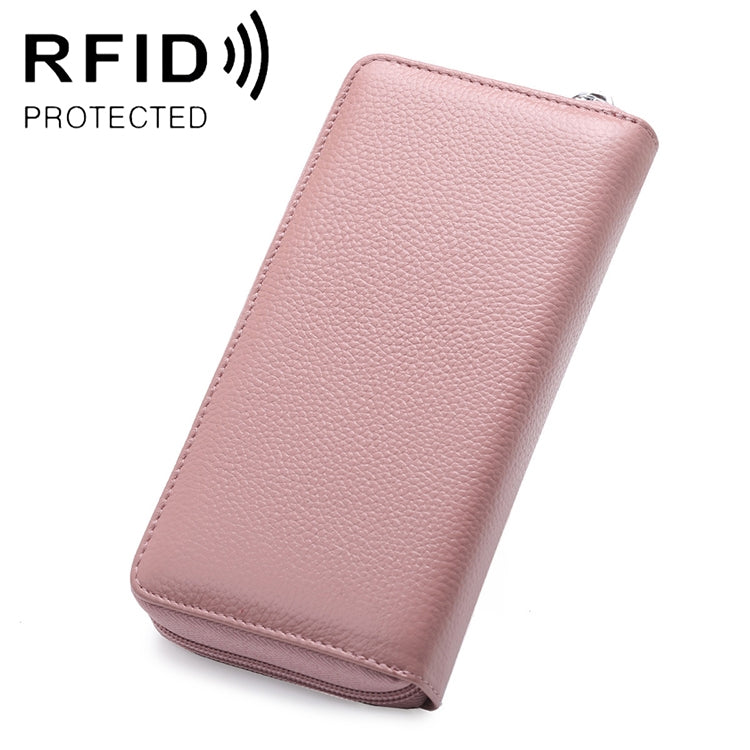 Blush pink textured faux leather zip wallet phone pouch