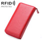 Red textured faux leather zip wallet phone pouch