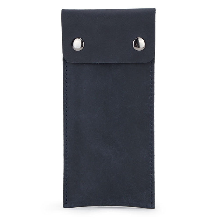 Black leather watch protective case with snap button and stitched edge