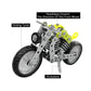 Metal DIY motorcycle model featuring handlebar control, gliding tyres, and kickstand.