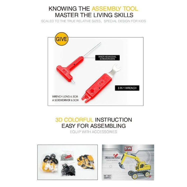 Assembly instruction sheet and red hex key wrench for stainless-steel excavator kit