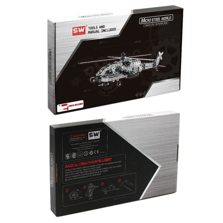 Stainless steel helicopter gunship model kit packaging box and instruction insert