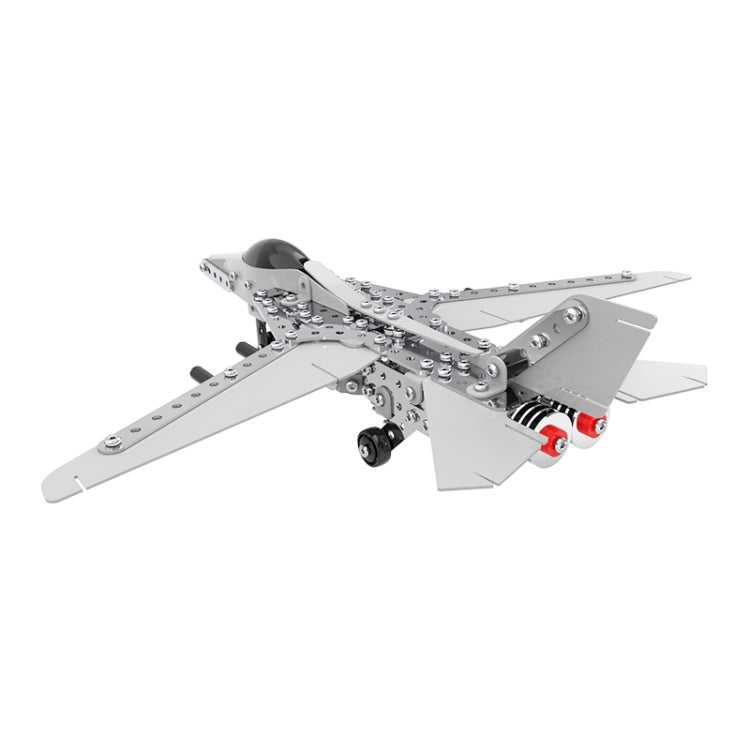 DIY stainless steel bomber plane model, side view with cockpit and wing panels