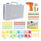DIY peg mosaic screw-and-nut set with drill, white perforated base case and parts