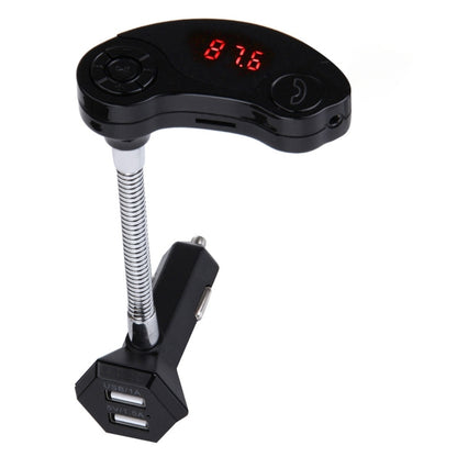 Black car Bluetooth FM transmitter with LCD display and flexible mount gooseneck