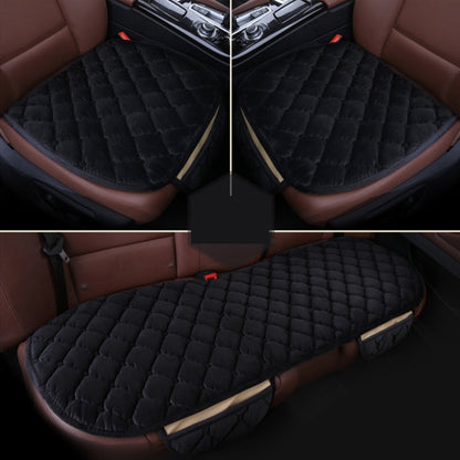 Black quilted warm car seat cover set for front and rear seats, non-slip pad
