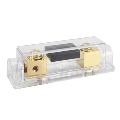 Blade fuse holder with clear plastic case and gold terminals, 1-way 100A