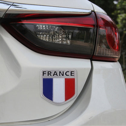 France shield metal car badge sticker with blue, white, and red flag panels
