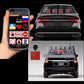 Bluetooth app-controlled 32x32 LED car sign shown on a phone and rear view