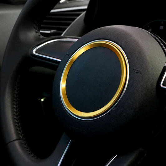 Gold aluminum steering wheel decoration ring with oval outline, mounted on steering wheel