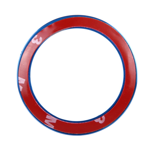 Red steering wheel decoration ring with blue inner trim, circular aluminum bezel
