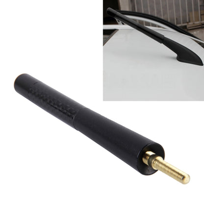 Universal short car antenna, black carbon-fiber style tube with brass screw mount