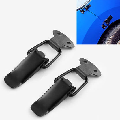Universal bumper safety hook lock clip set, black iron with two mounting plates