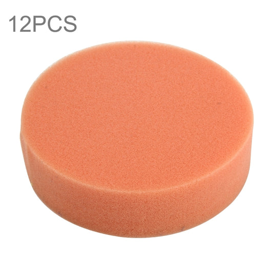 Round orange foam car wax sponge, dense texture, single pad