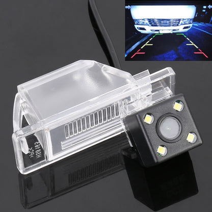 Waterproof rear view backup camera with clear light housing and LED cluster