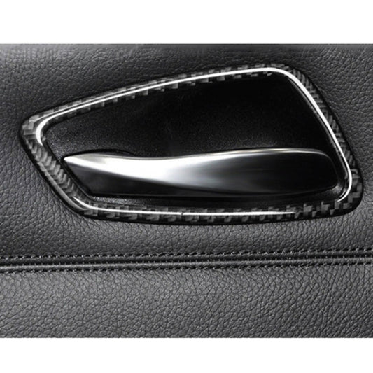 Car door inner handle trim sticker with carbon-fiber edge and glossy insert