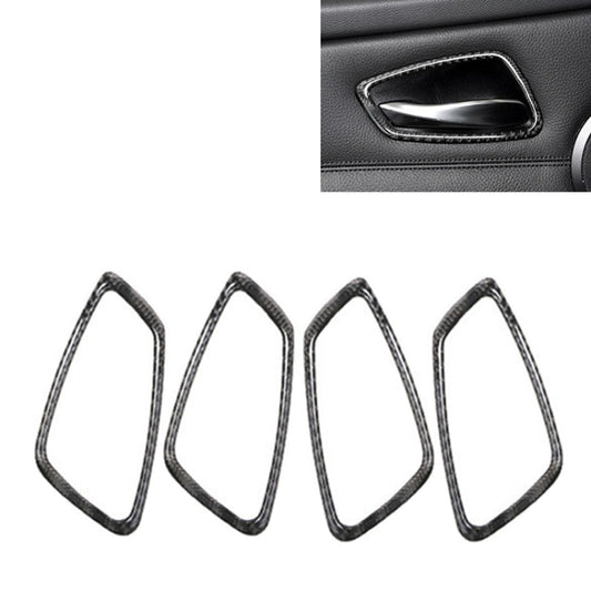 Set of 4 carbon-fiber trim sticker overlays for car door inner handles