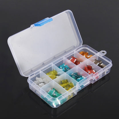 Mini add-a-circuit fuse tap adapter with assorted colored mini blade fuses in case