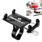 Black motorcycle handlebar phone bracket with secure metal cradle and clamp