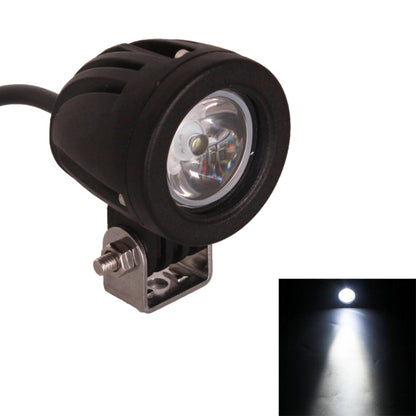 Black LED spot light with clear lens, CREE-style LED, metal mounting bracket, wired cable
