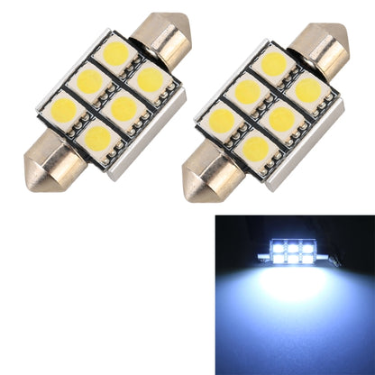 36mm LED car reading lamp, 6 white SMD bulbs on metal base, close-up