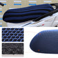 Waterproof scooter seat cover, navy blue striped textured mesh with honeycomb pattern
