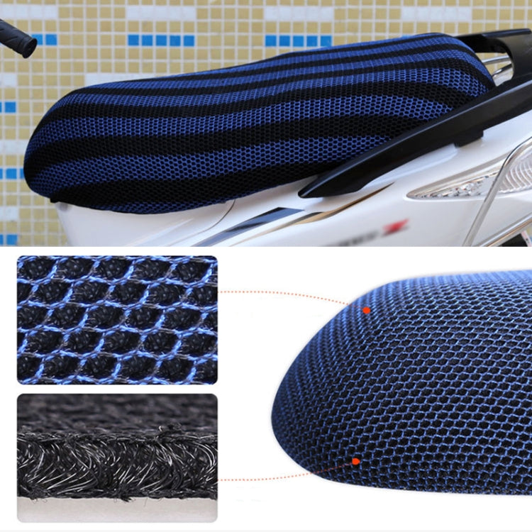 Waterproof scooter seat cover, navy blue striped textured mesh with honeycomb pattern