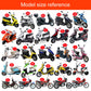 Motorcycle seat cover model size reference chart with scooter silhouettes.