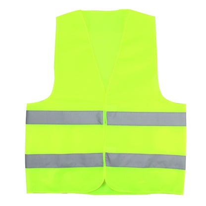 Fluorescent green reflective safety vest with two horizontal silver stripes