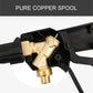 Close-up of black steam water gun head with brass valve fitting and threaded outlet