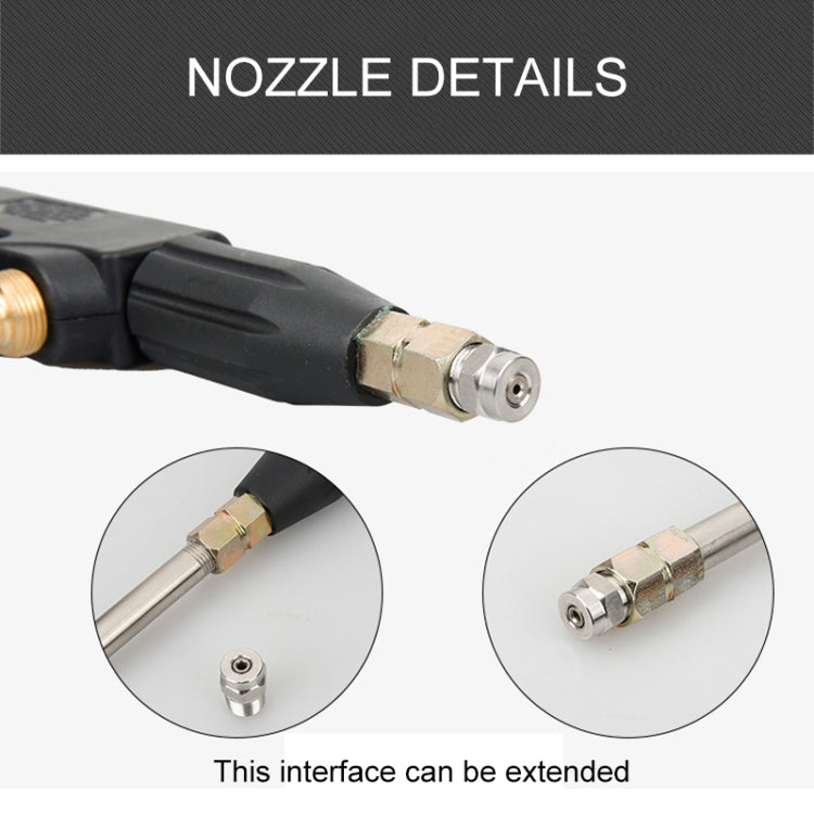 Close-up of steam water gun nozzle end with metal connector and extension fitting