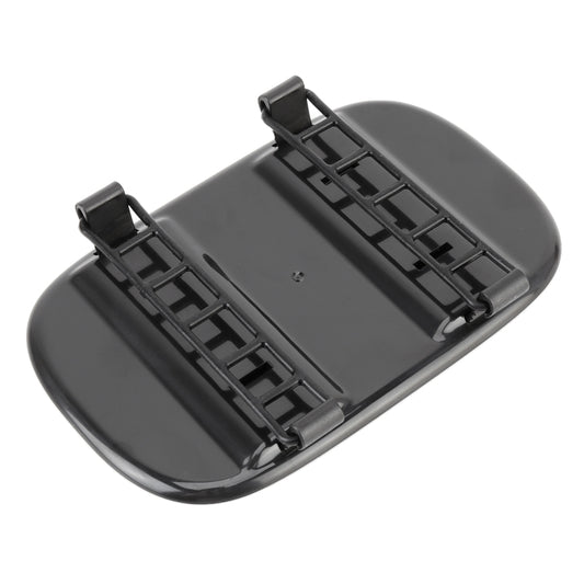 Fold-out car visor mirror base with two mounting clips, dark gray body
