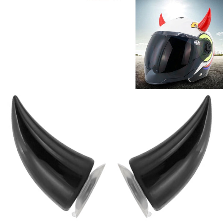 Motorcycle helmet devil horn decorations, black pair with suction cups