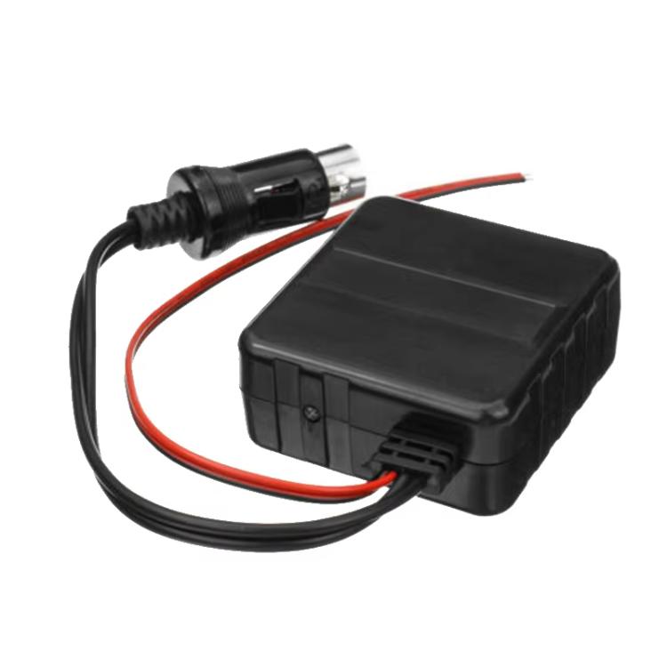 Car Bluetooth audio adapter module with black cable and AUX output connector box