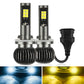 Two silver LED fog light bulbs with black cable pigtail and metal heat sinks