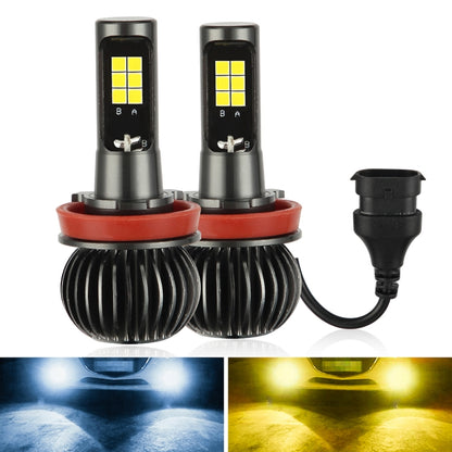 Set of two LED fog light bulbs with black fins, red ring, and connector cap.