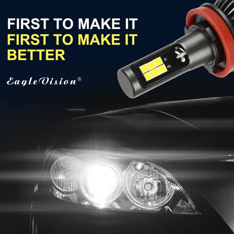 Single LED fog light bulb with black heat-sink fins and red mounting ring.