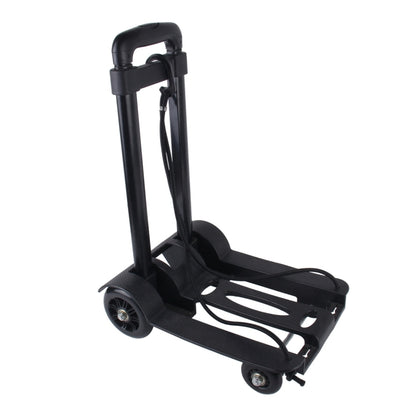 Black folding luggage cart trolley with rope handle and four caster wheels