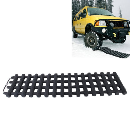 Black rubber traction rescue track mat with raised ladder tread for vehicle recovery