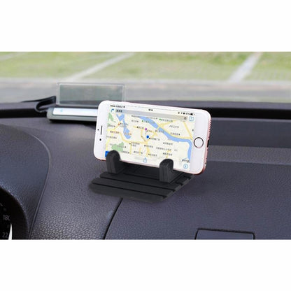Black phone car dashboard stand holding a smartphone with map display