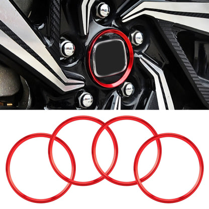 4-piece wheel hub decoration rings, red circular trim rings