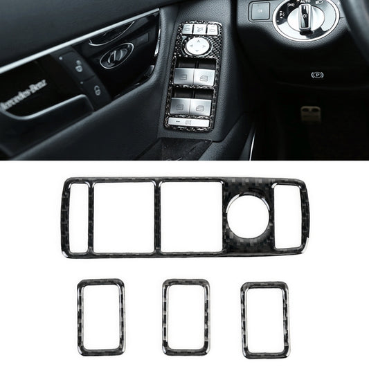 4 PCS Car Window Lift Panel Carbon Fiber Decorative Sticker for Mercedes-Benz W204 2007-2010, Window Lift Panel