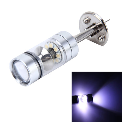 LED fog light bulb with chrome housing, clear lens, and visible SMD LED chips