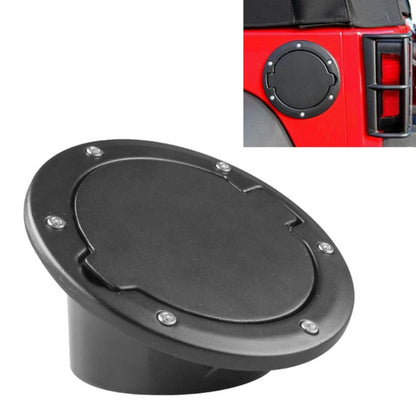 Black ABS fuel cap cover, round with four mounting bolts