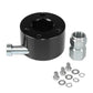 Black universal steering wheel quick-release hub with 3/4 in shaft adapter and hardware set
