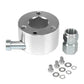Silver universal steering wheel quick-release hub with 3/4 in shaft adapter and hardware