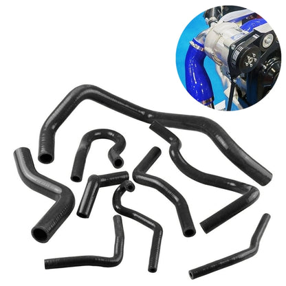 Black silicone radiator hose kit, 9-piece set of bent hoses and connectors
