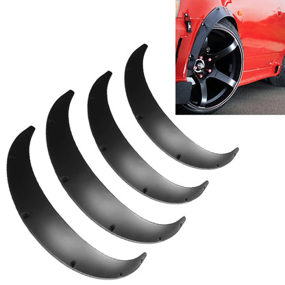 Four-piece universal wheel fender flare set, black unpainted curved guards
