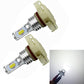 Two-pack H16(EU) LED fog bulbs, silver body and translucent base; one bulb lit